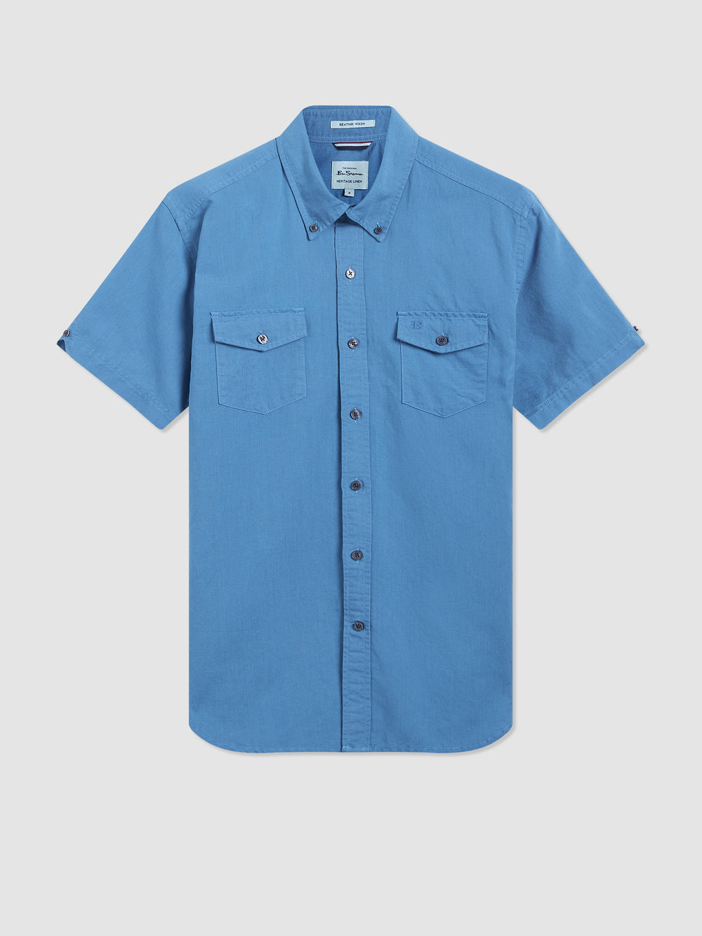 Ben Sherman Garment Dye Linen Shirts Blue | LDSWYV-017