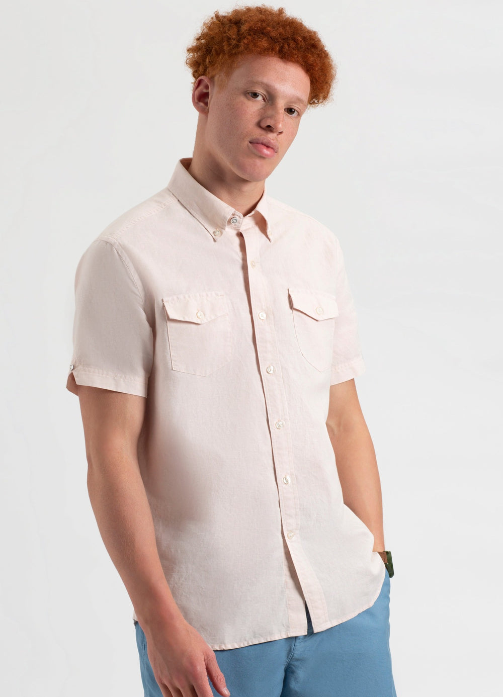 Ben Sherman Garment Dye Linen Shirts Light Pink | SEXKHF-839