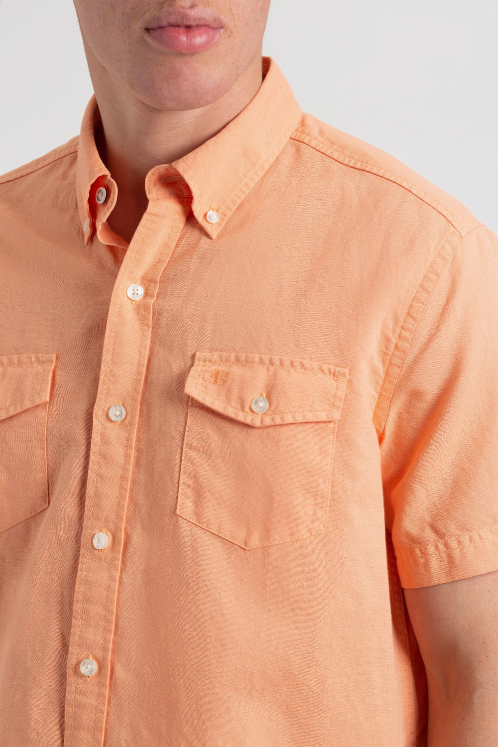 Ben Sherman Garment Dye Linen Shirts Orange | EIJPLA-712