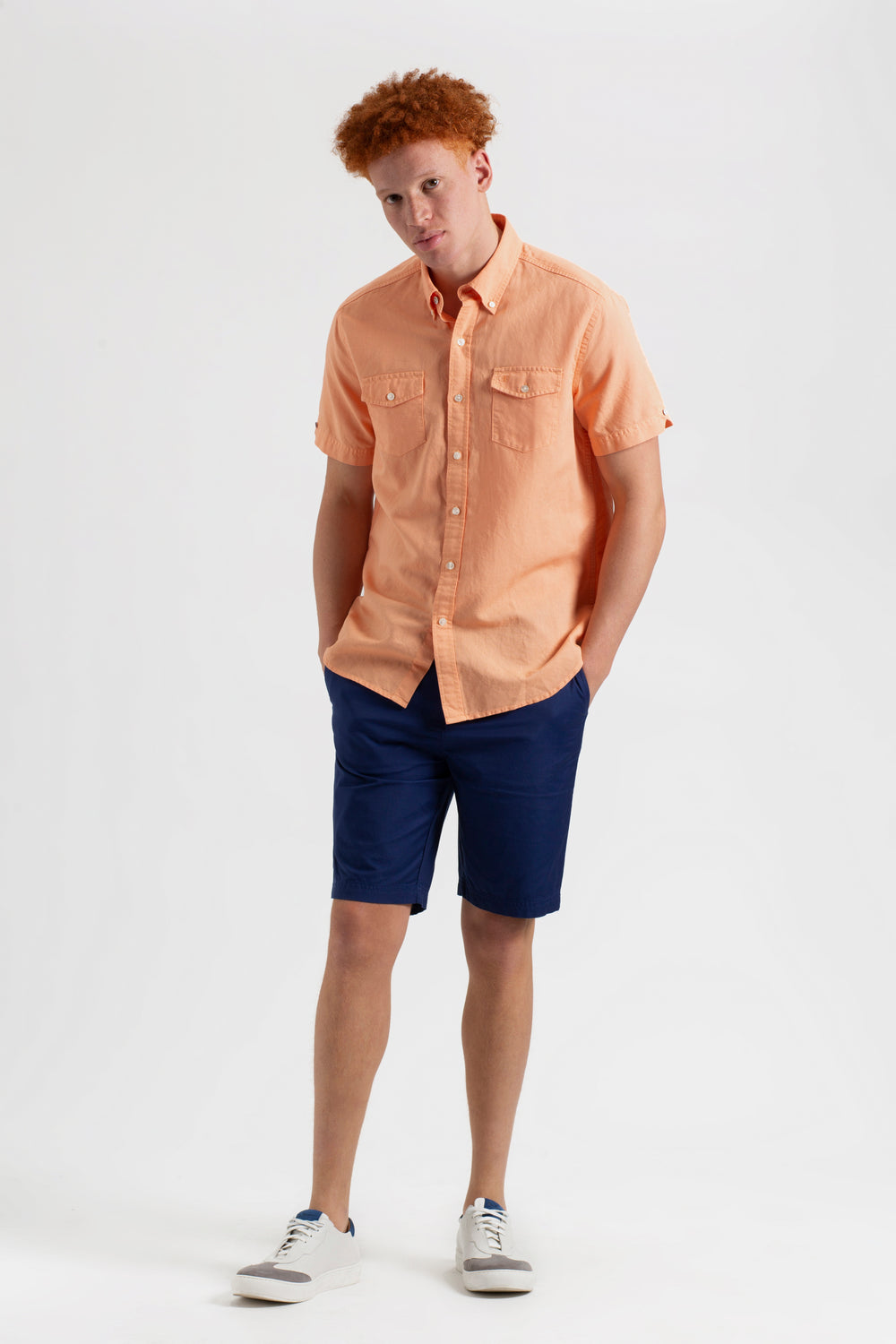 Ben Sherman Garment Dye Linen Shirts Orange | EIJPLA-712