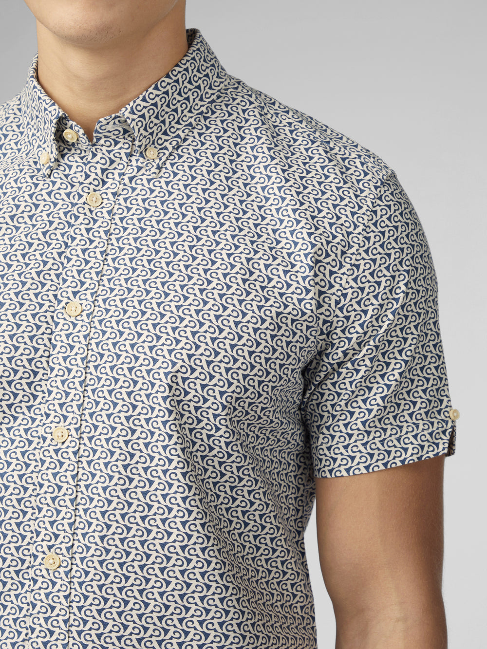 Ben Sherman Geo Wave Denim Shirts Blue | SWKTFX-980