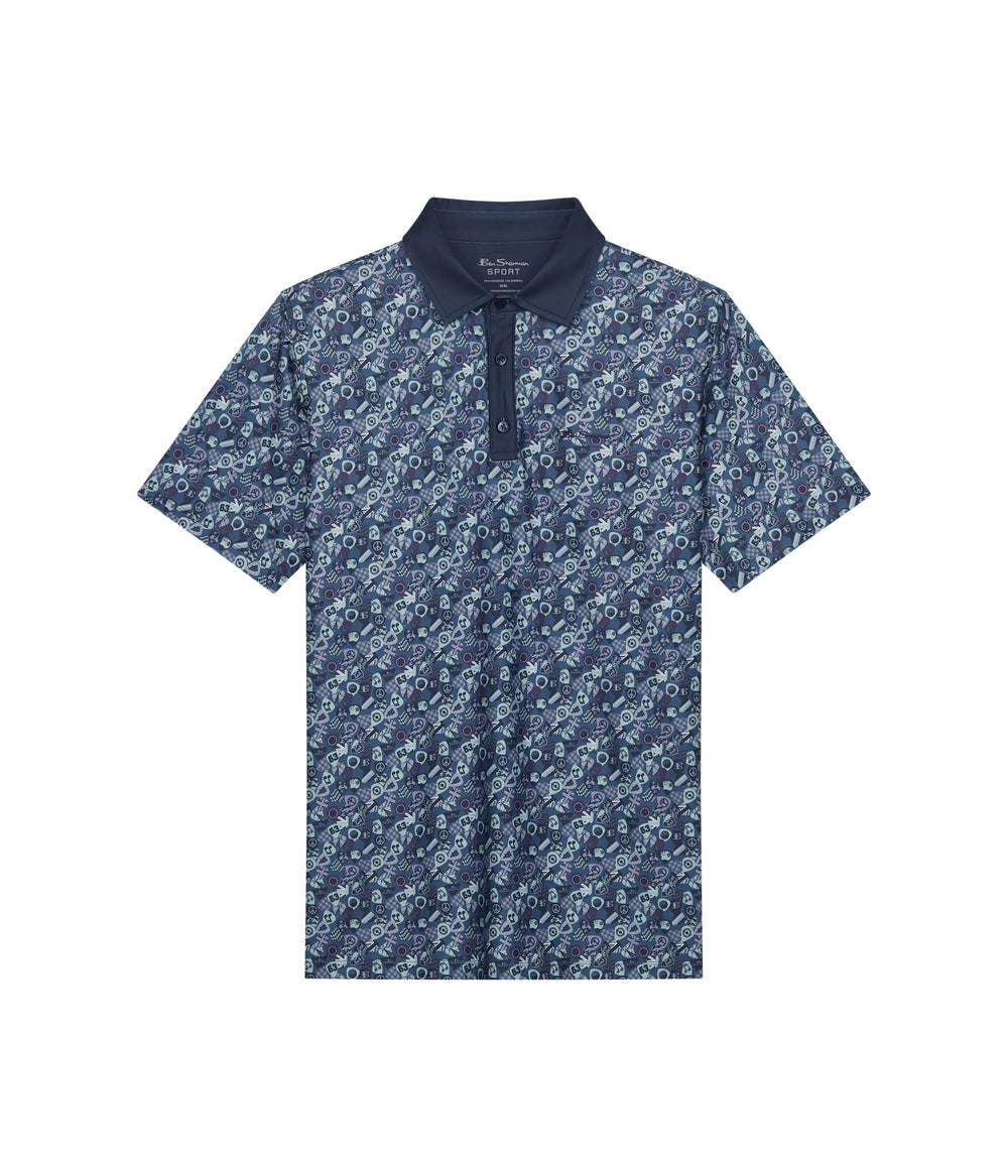 Ben Sherman Guitar Picks Tech Jersey Sports Fit Polo Shirts Blue | DIBLQP-012