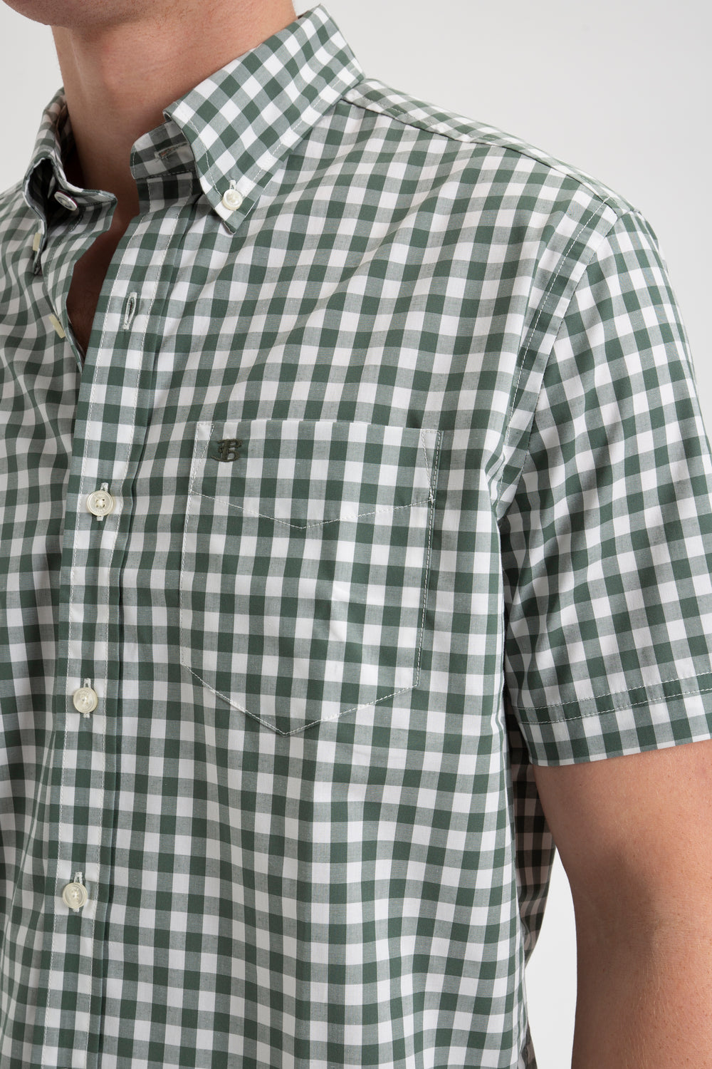 Ben Sherman House Poplin Gingham Shirts Olive | GIQJEX-627