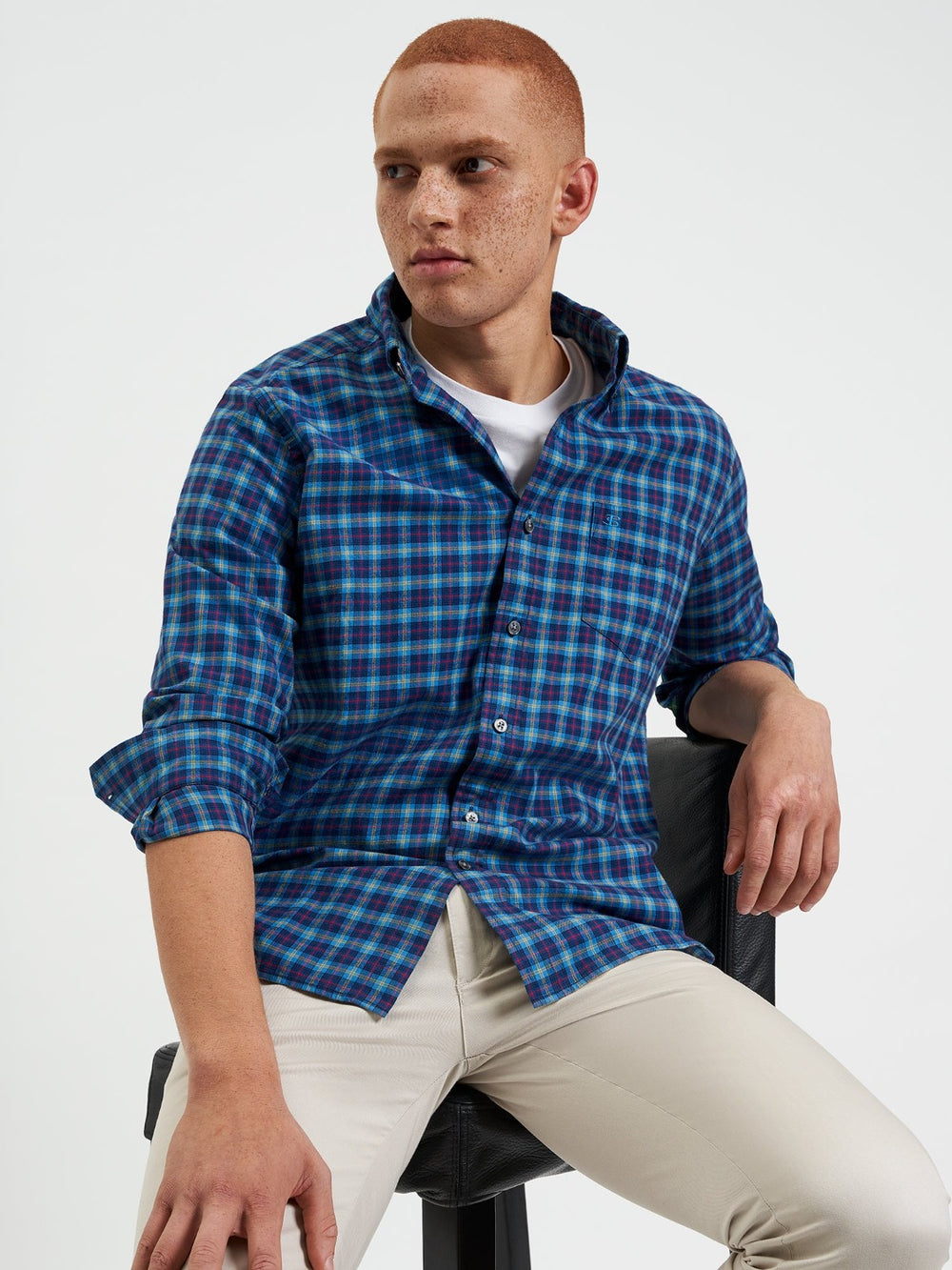 Ben Sherman House Tartan Twill Shirts Navy | FVDYPR-852