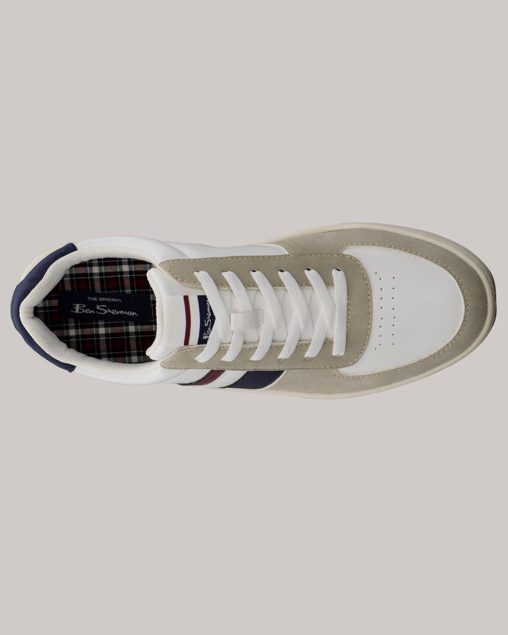 Ben Sherman Hyde Navy Stripe Sneakers White | NMGYKJ-026