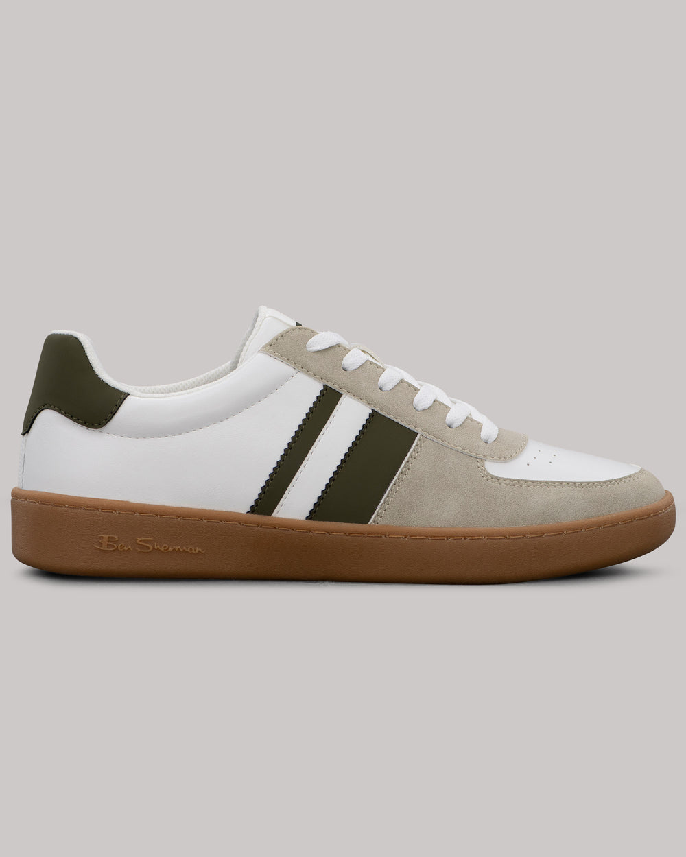 Ben Sherman Hyde Olive Stripe Sneakers White | BRQHGT-341