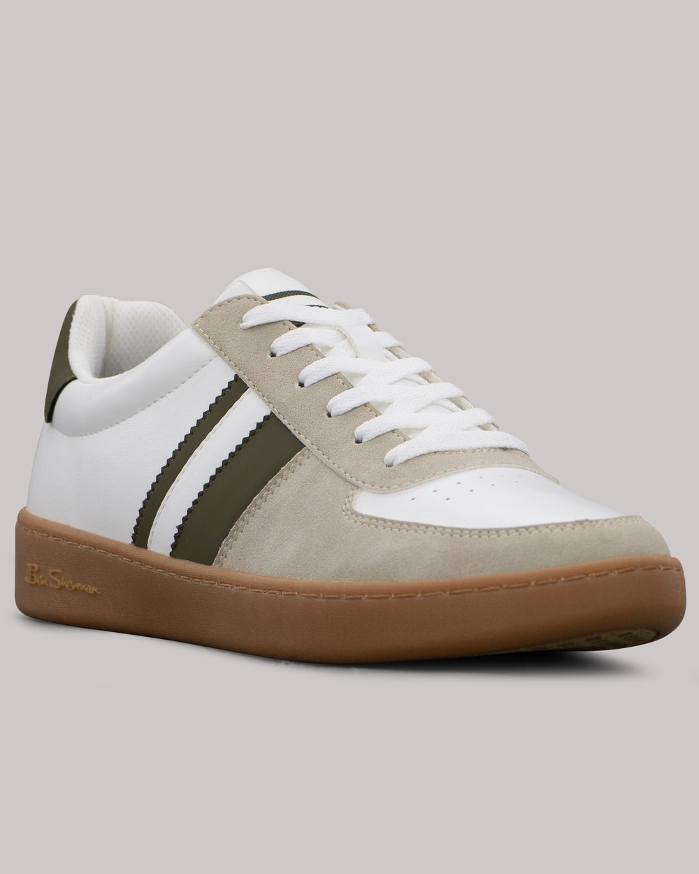 Ben Sherman Hyde Olive Stripe Sneakers White | BRQHGT-341