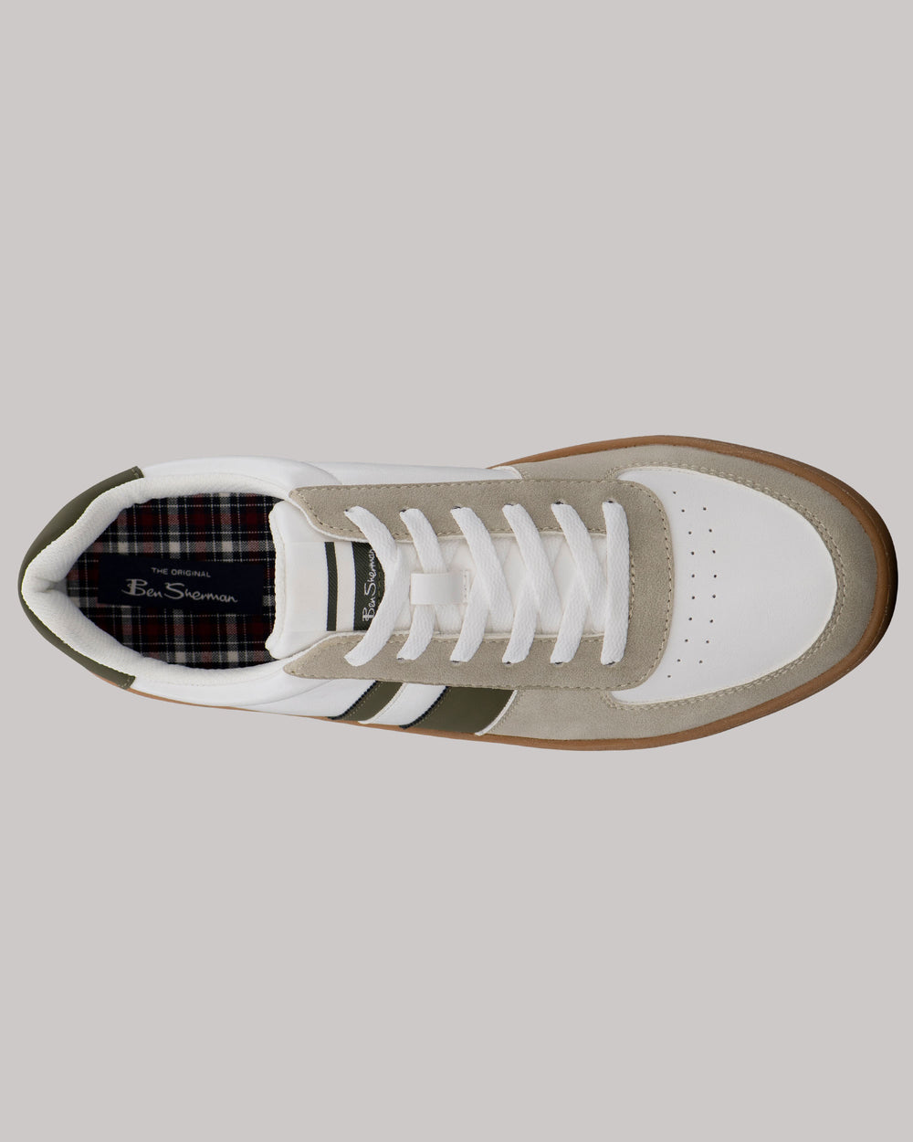 Ben Sherman Hyde Olive Stripe Sneakers White | BRQHGT-341