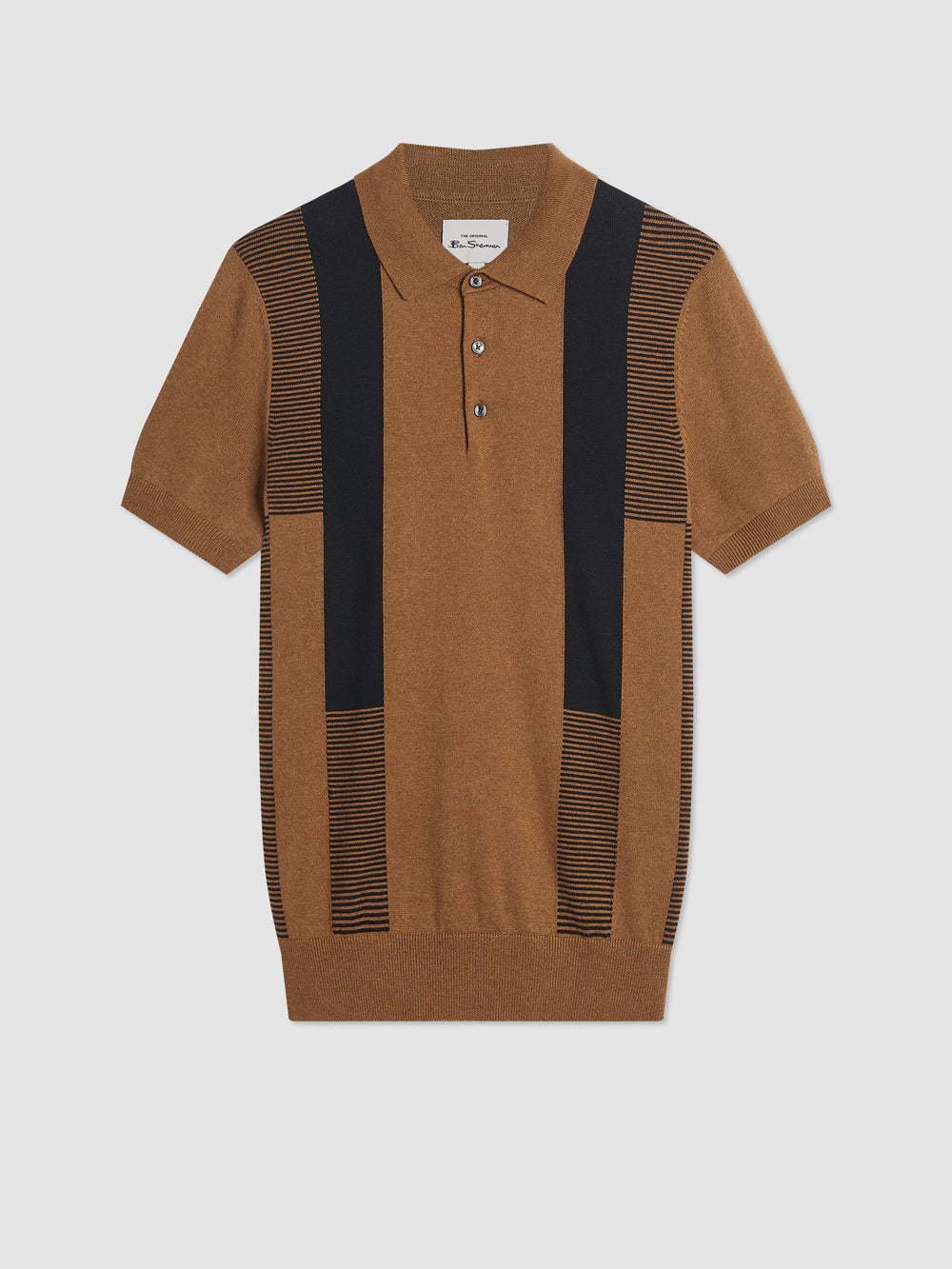 Ben Sherman Intarsia Stripe Polo Neck Sweaters Brown | AGXCQF-795