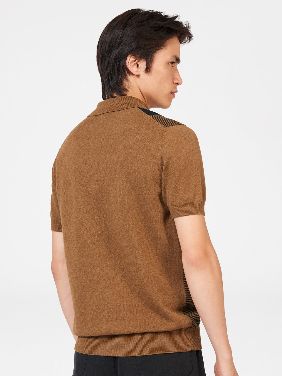 Ben Sherman Intarsia Stripe Polo Neck Sweaters Brown | AGXCQF-795