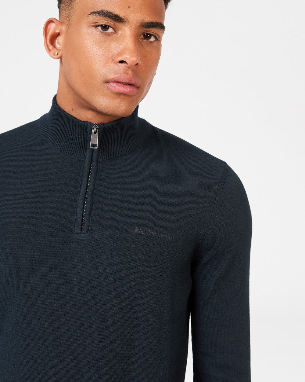 Ben Sherman Merino Half-Zip Knitwear Black | HLNRPX-731