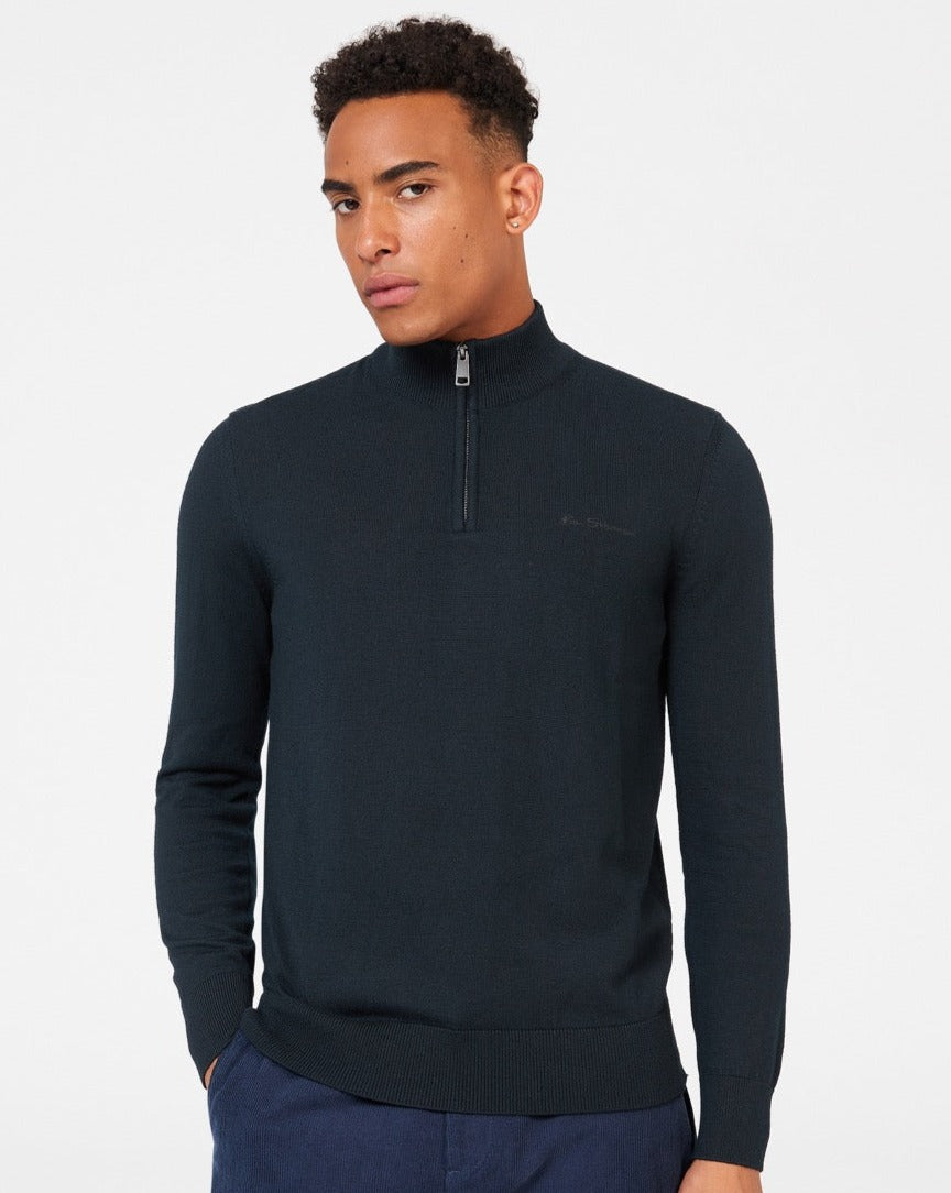 Ben Sherman Merino Half-Zip Knitwear Black | HLNRPX-731