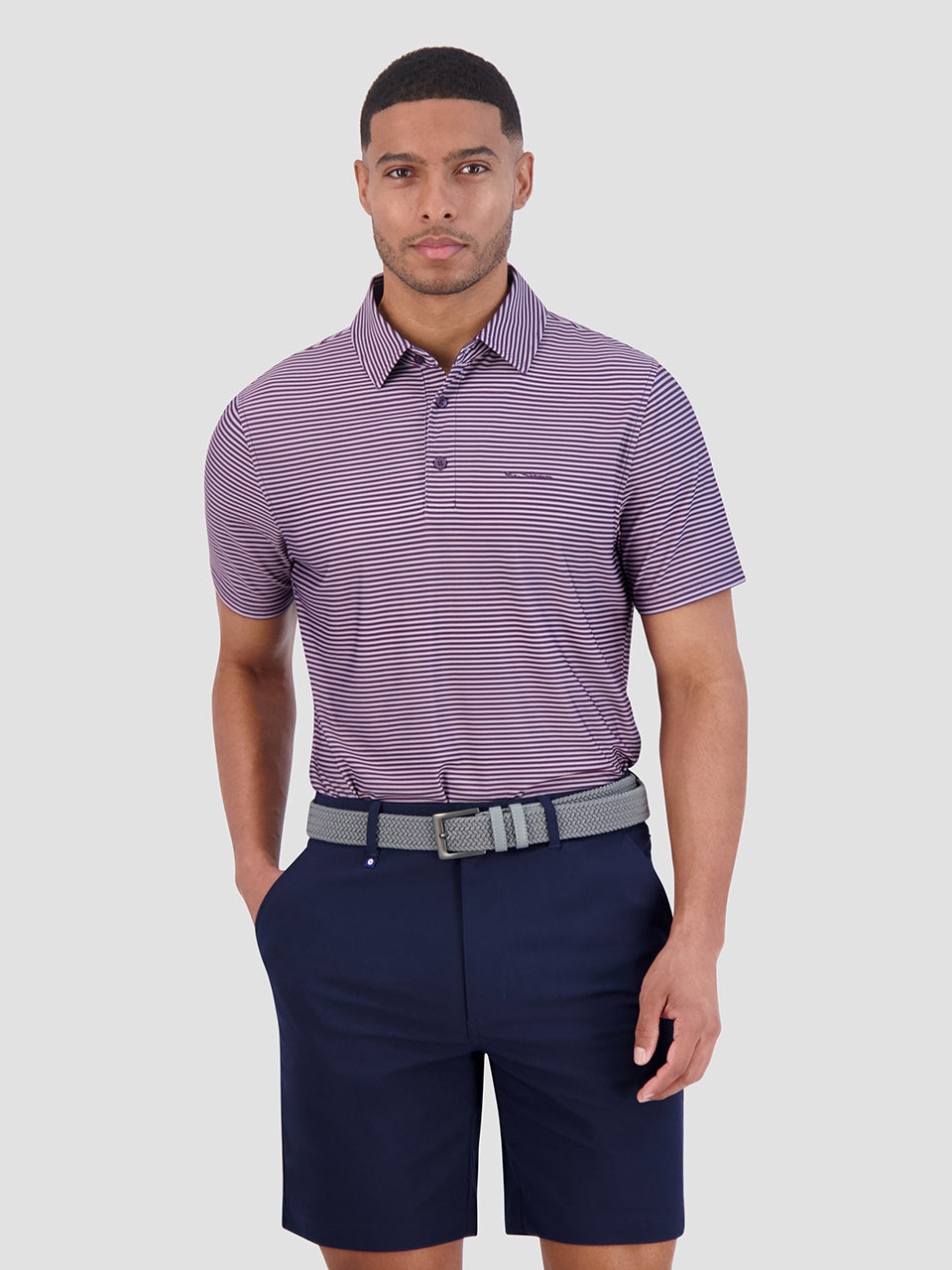 Ben Sherman Mini Stripes Tech Jersey Sports Fit Polo Shirts Purple | PVBORX-718