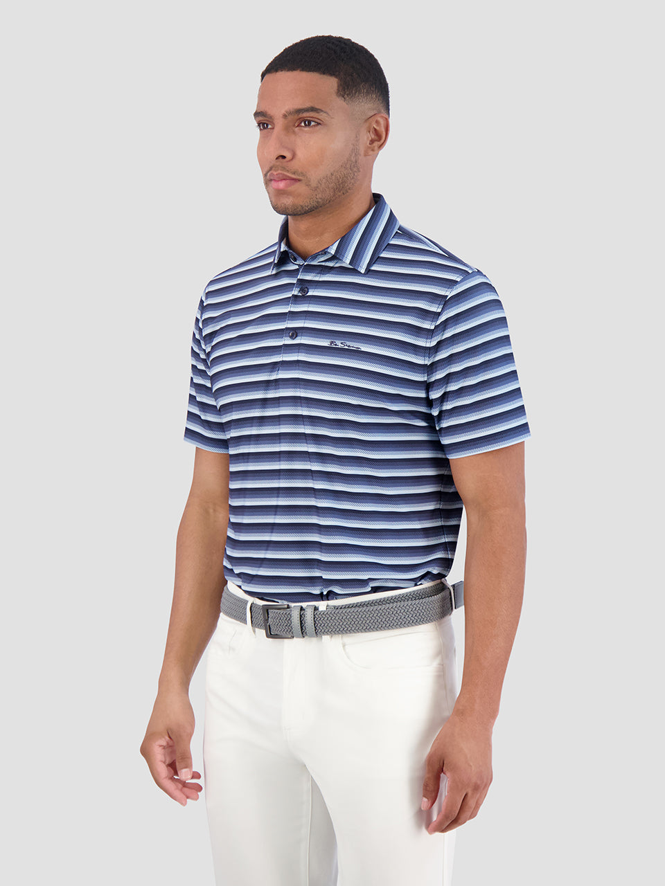 Ben Sherman Multi Stripe Tech Jersey Sports Fit Polo Shirts Navy | ZEBROU-873