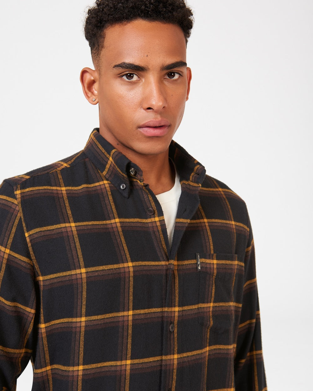 Ben Sherman Oversized Brushed Check Shirts Black | HJENFR-820