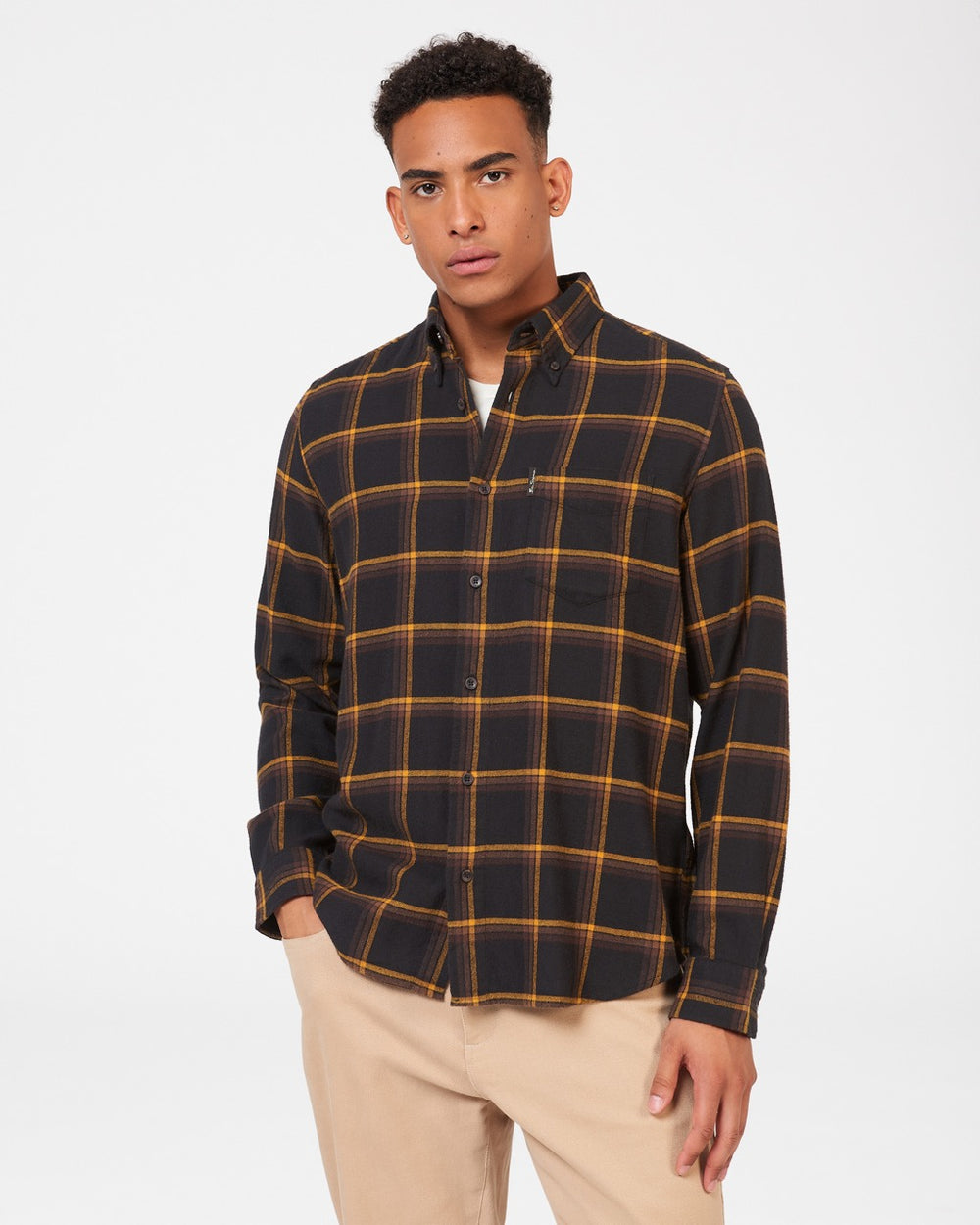 Ben Sherman Oversized Brushed Check Shirts Black | HJENFR-820