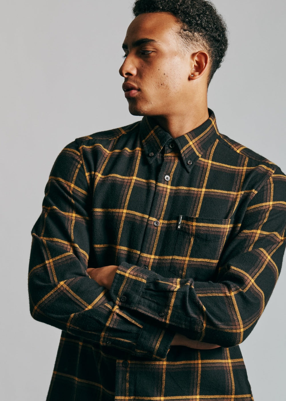 Ben Sherman Oversized Brushed Check Shirts Black | HJENFR-820