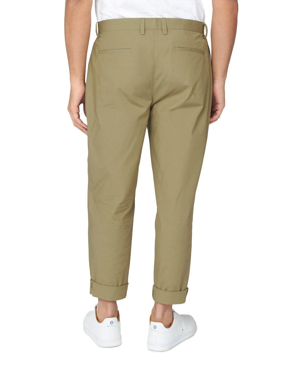 Ben Sherman Poplin Relaxed-Taper Pleated Pants Olive | NORKMQ-708