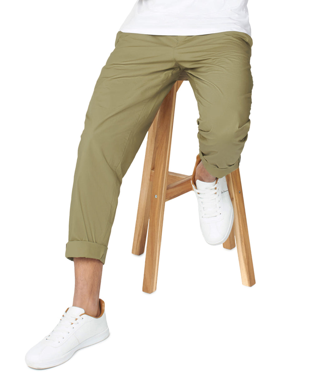 Ben Sherman Poplin Relaxed-Taper Pleated Pants Olive | NORKMQ-708