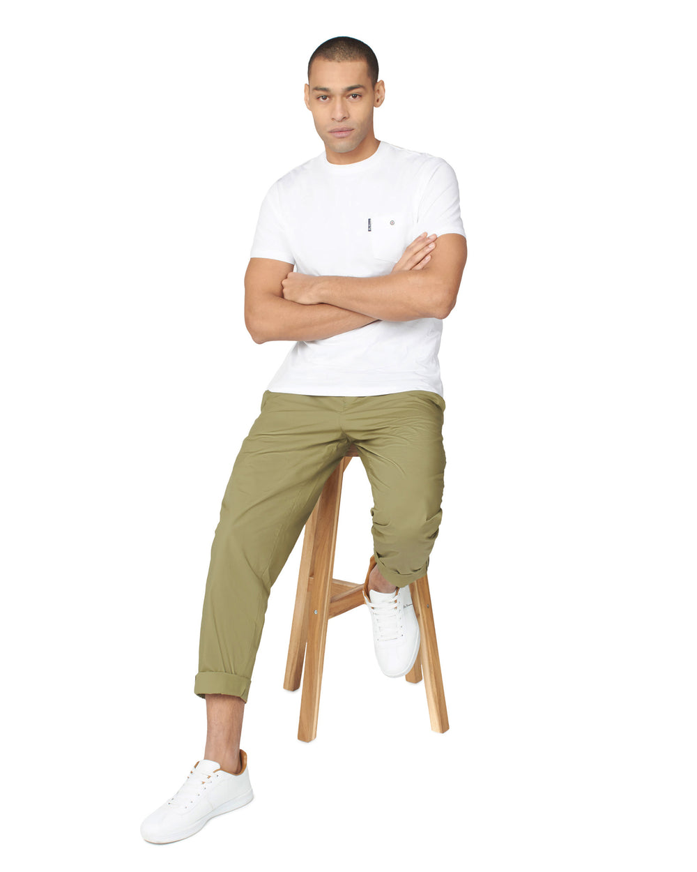 Ben Sherman Poplin Relaxed-Taper Pleated Pants Olive | NORKMQ-708