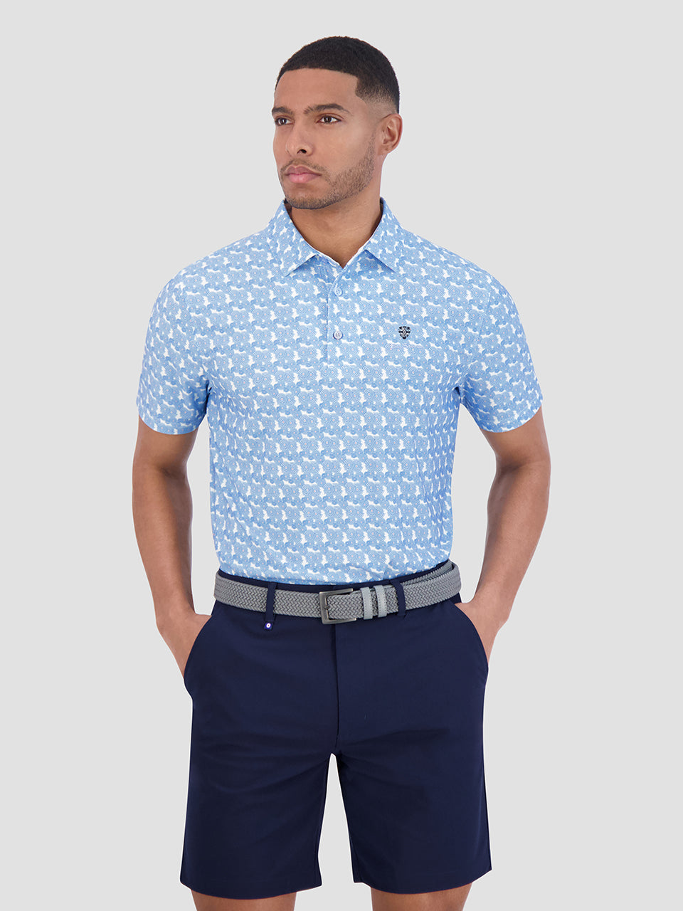 Ben Sherman Psychedelic Helmet Tech Jersey Sports Fit Polo Shirts Blue | LUGVDJ-359