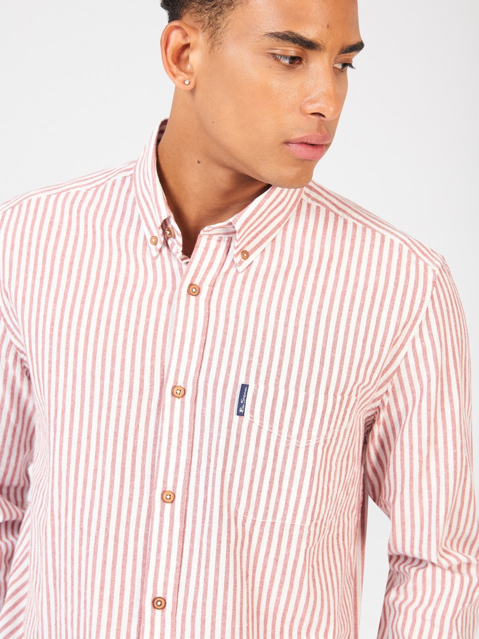 Ben Sherman Recycled Cotton Oxford Stripe Shirts Orange | HSTFRY-405