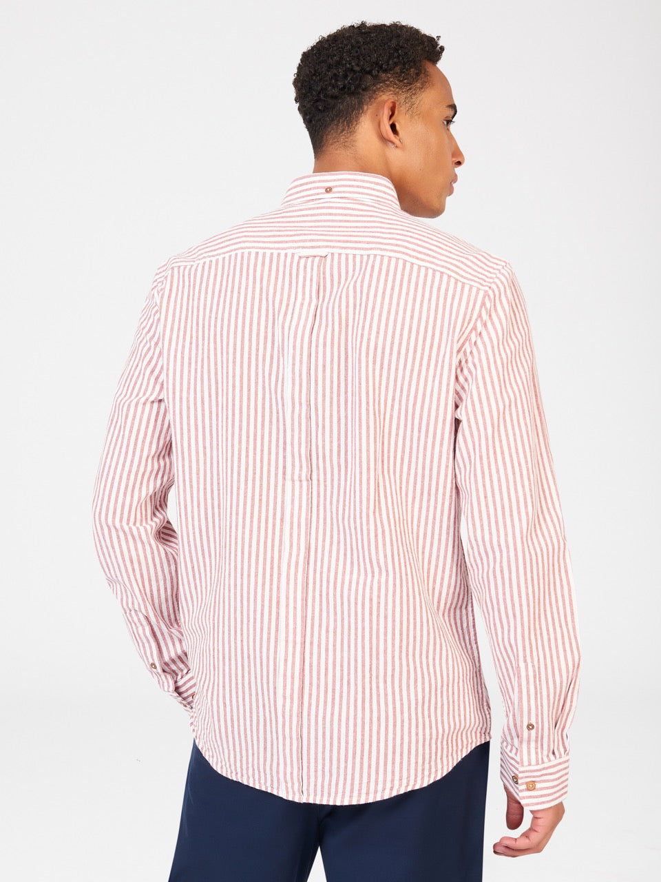 Ben Sherman Recycled Cotton Oxford Stripe Shirts Orange | HSTFRY-405