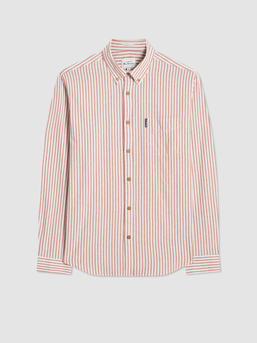 Ben Sherman Recycled Cotton Oxford Stripe Shirts Orange | HSTFRY-405