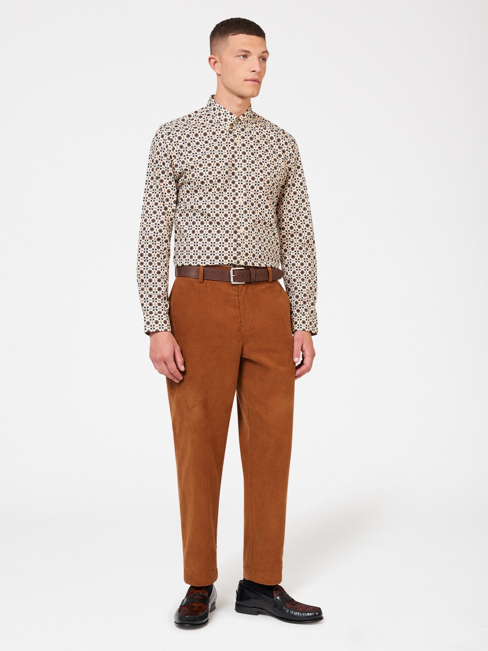 Ben Sherman Retro Foulard Print Slim Fit Shirts Brown | YAJUNF-942