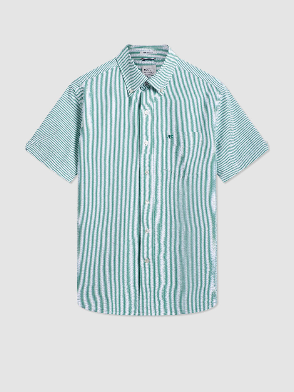 Ben Sherman Seersucker Bengal Stripe Shirts Green | TIEOZH-049