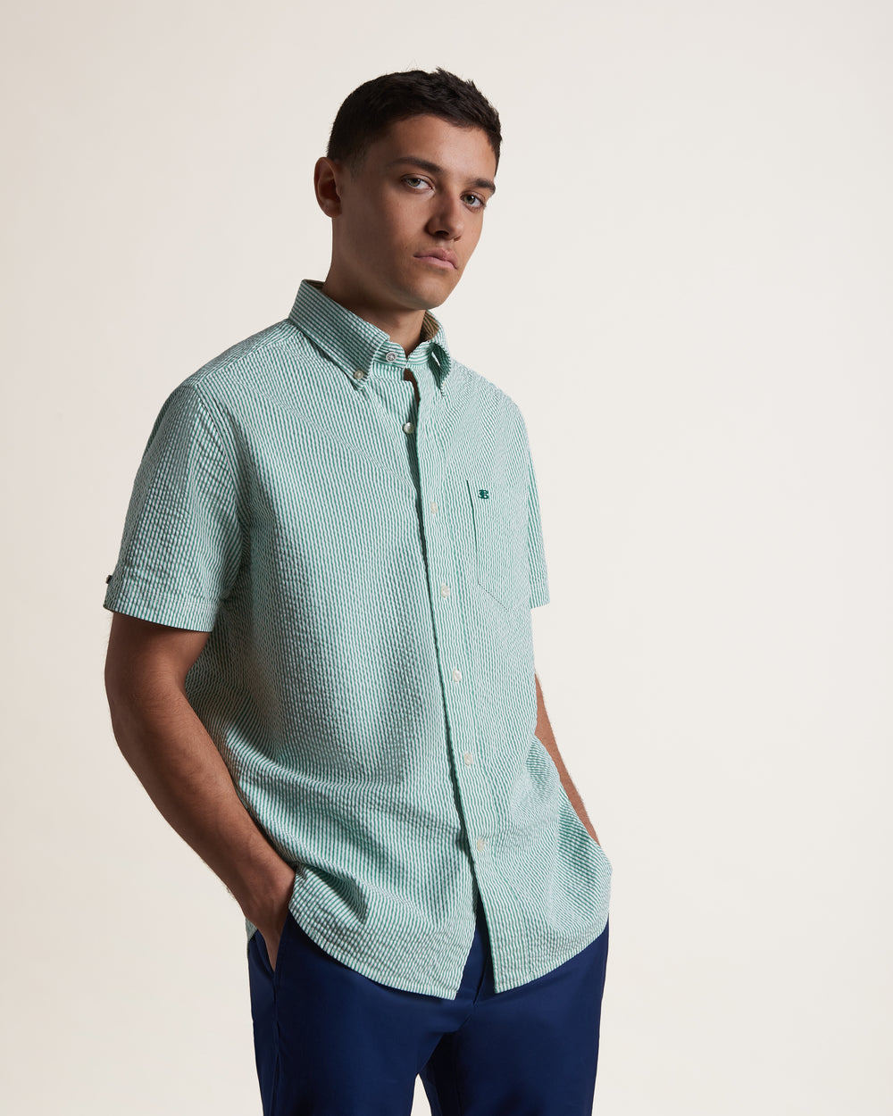 Ben Sherman Seersucker Bengal Stripe Shirts Green | TIEOZH-049