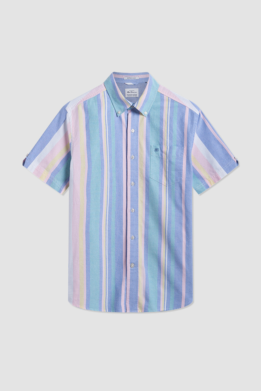 Ben Sherman Short Sleeve Brighton Oxford Organic Stripe Shirts Multicolor Stripes | GVNXFE-365