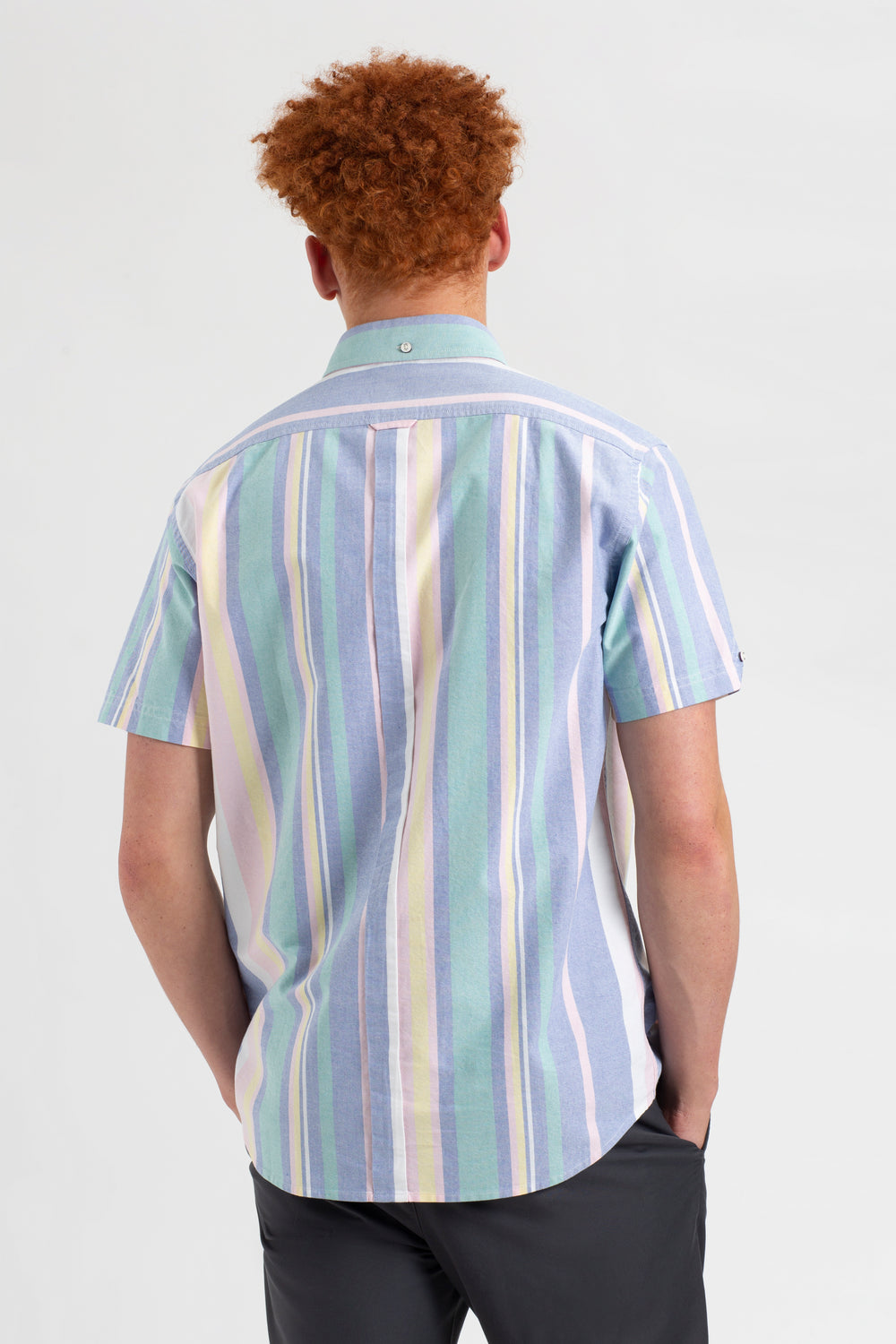 Ben Sherman Short Sleeve Brighton Oxford Organic Stripe Shirts Multicolor Stripes | GVNXFE-365