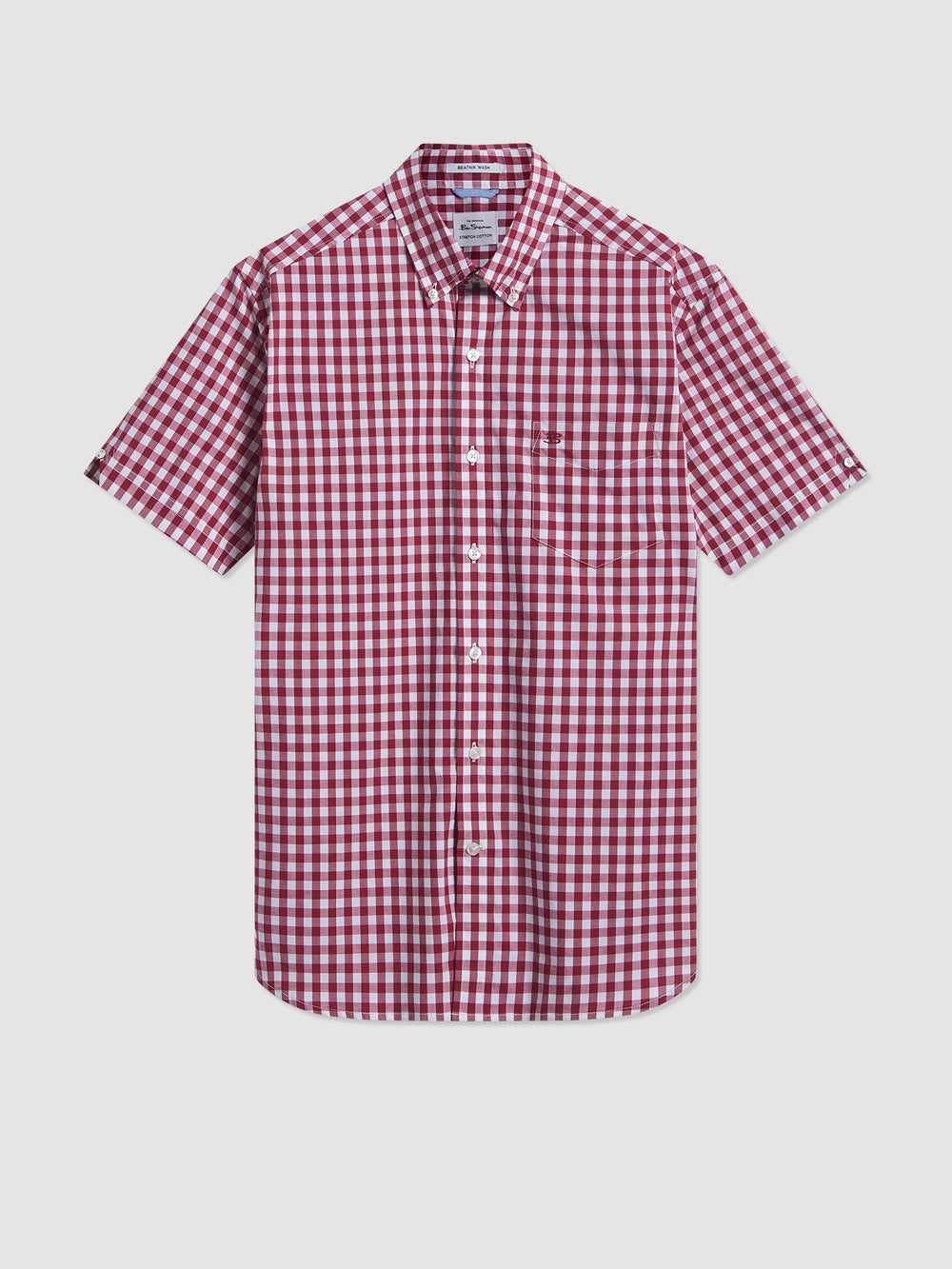 Ben Sherman Short Sleeve House Poplin Gingham Shirts Burgundy | IDPEZR-832