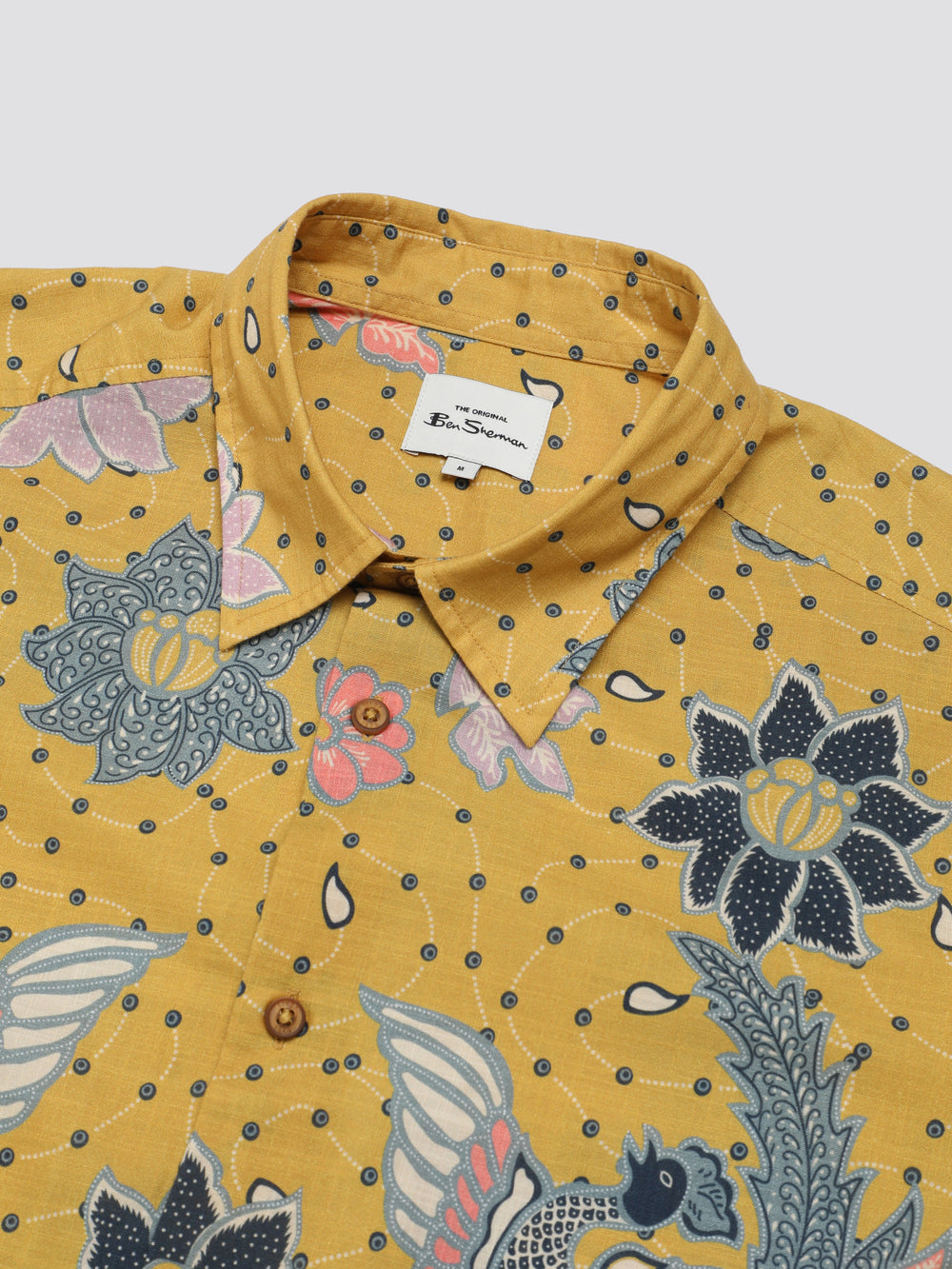 Ben Sherman Signature Abstract Botanical Print Shirts Yellow | BYFJXK-541