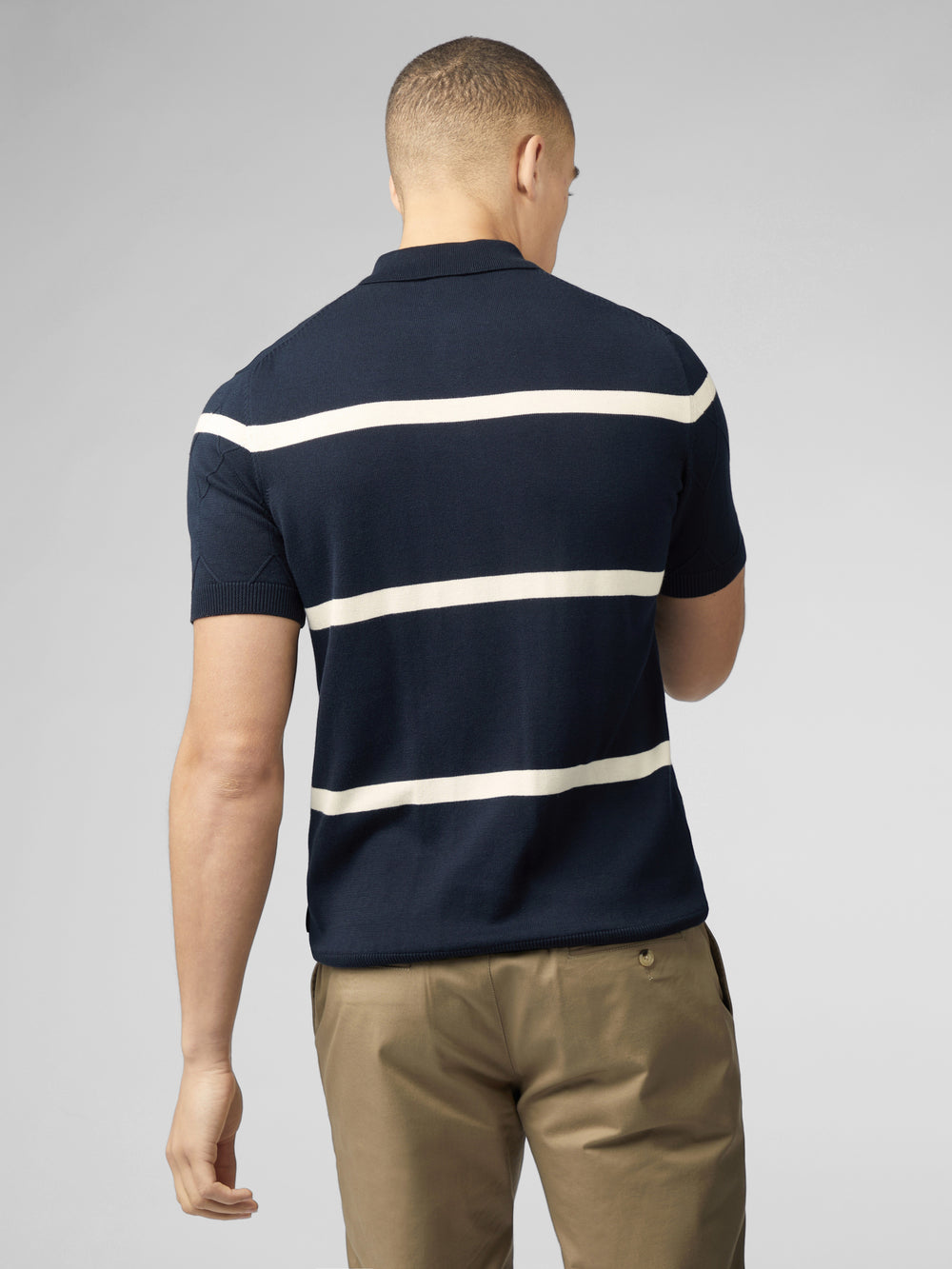 Ben Sherman Signature Argyle Stripe Polo Knitwear Navy | NHALDG-483