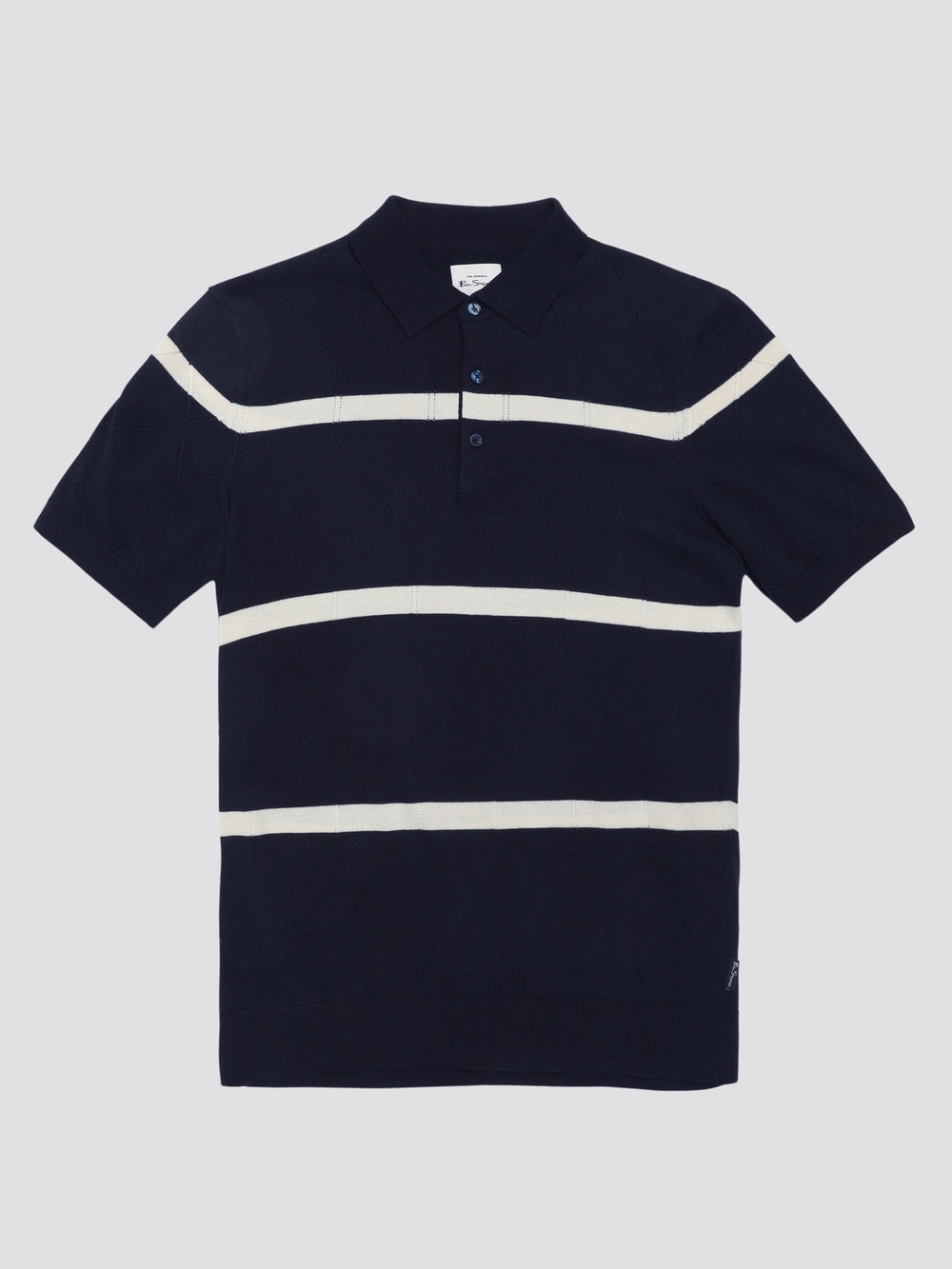 Ben Sherman Signature Argyle Stripe Polo Knitwear Navy | NHALDG-483