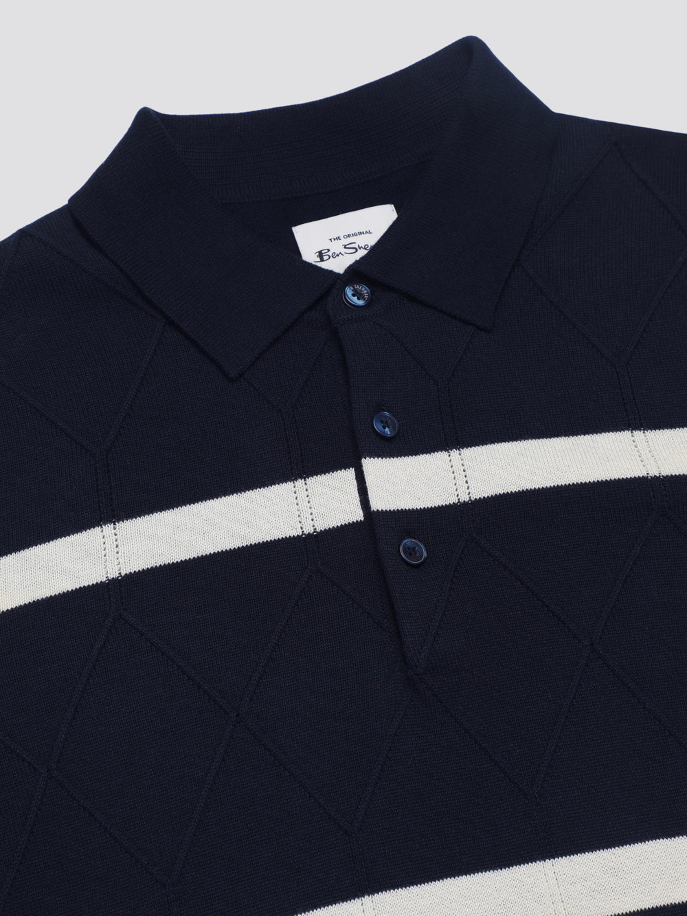 Ben Sherman Signature Argyle Stripe Polo Knitwear Navy | NHALDG-483