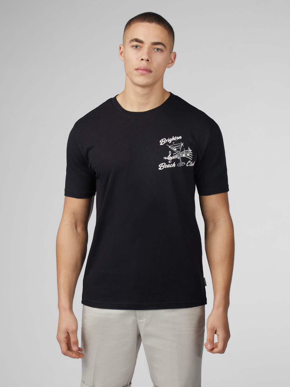 Ben Sherman Signature Brighton Beach Club T-Shirt Black | BSGXPN-845