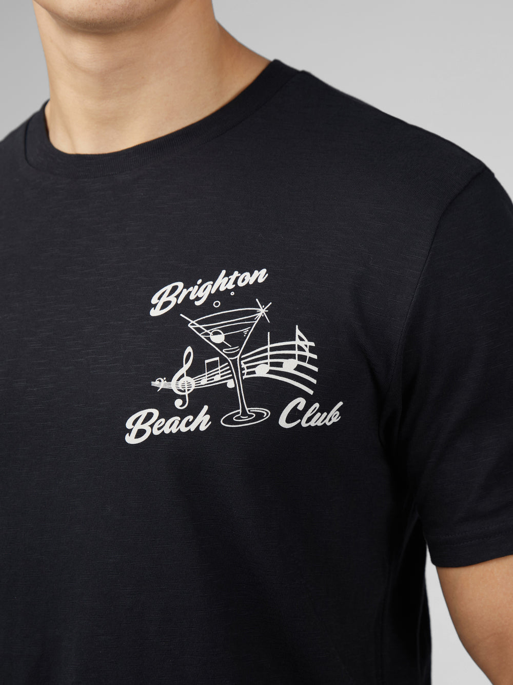 Ben Sherman Signature Brighton Beach Club T-Shirt Black | BSGXPN-845