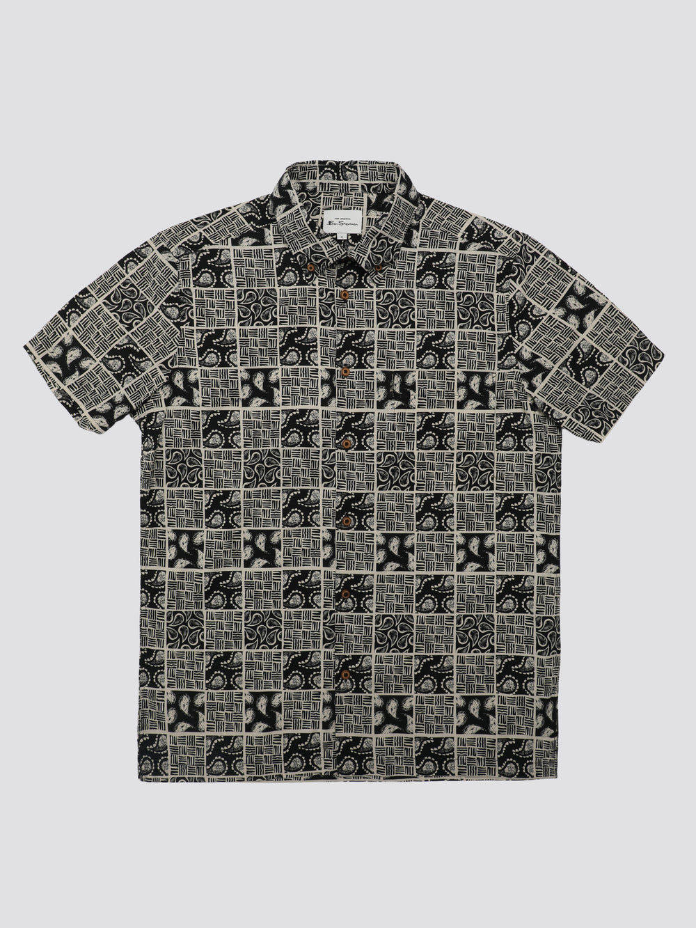 Ben Sherman Signature Checkerboard Paisley Print Shirts Black | KZQFVC-429