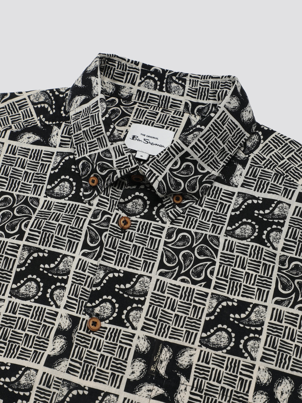 Ben Sherman Signature Checkerboard Paisley Print Shirts Black | KZQFVC-429