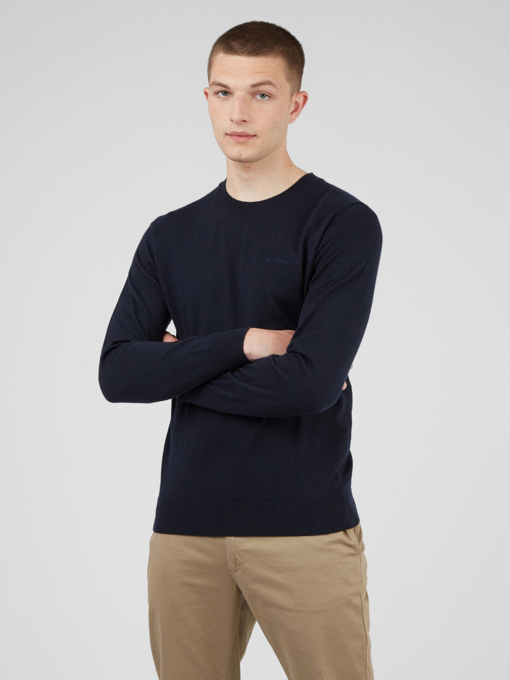 Ben Sherman Signature Crewneck Knitwear Navy | CGBWAN-245