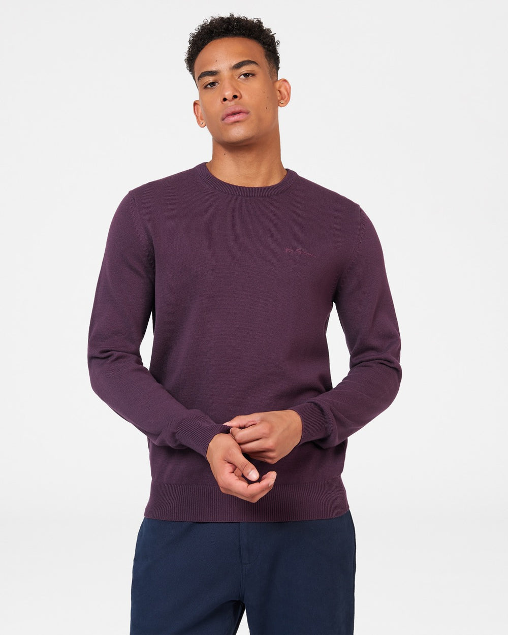 Ben Sherman Signature Crewneck Knitwear Purple | HPAXQS-465