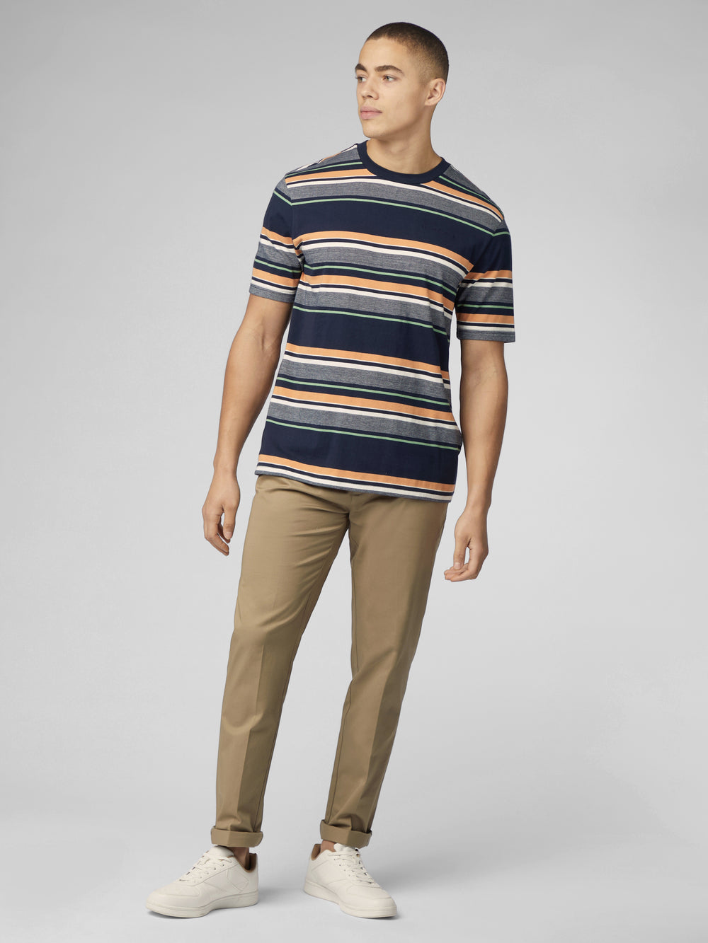 Ben Sherman Signature Engineered Stripe T-Shirt Navy | TGHJNV-894