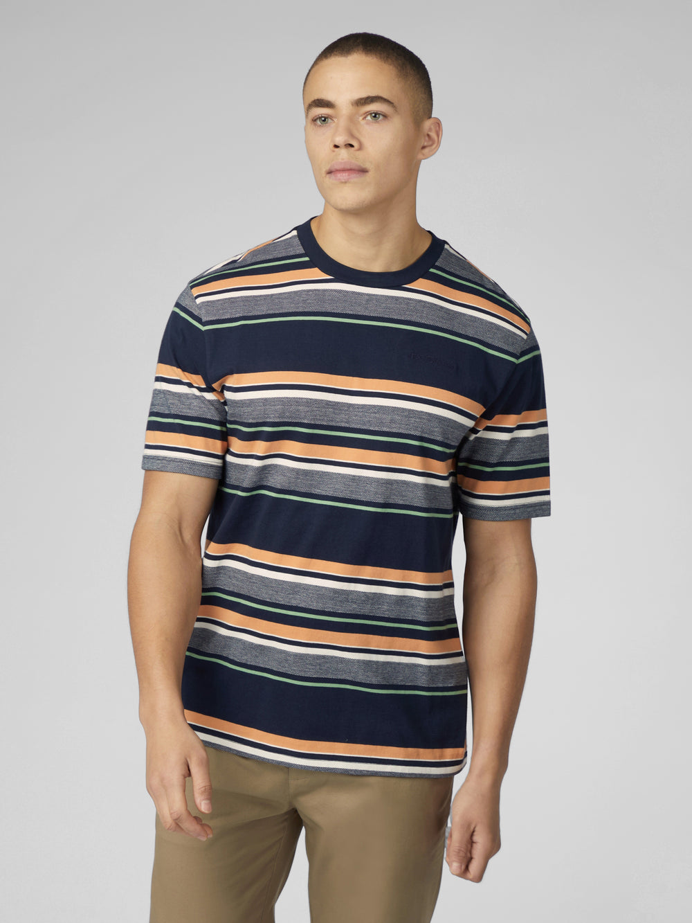 Ben Sherman Signature Engineered Stripe T-Shirt Navy | TGHJNV-894