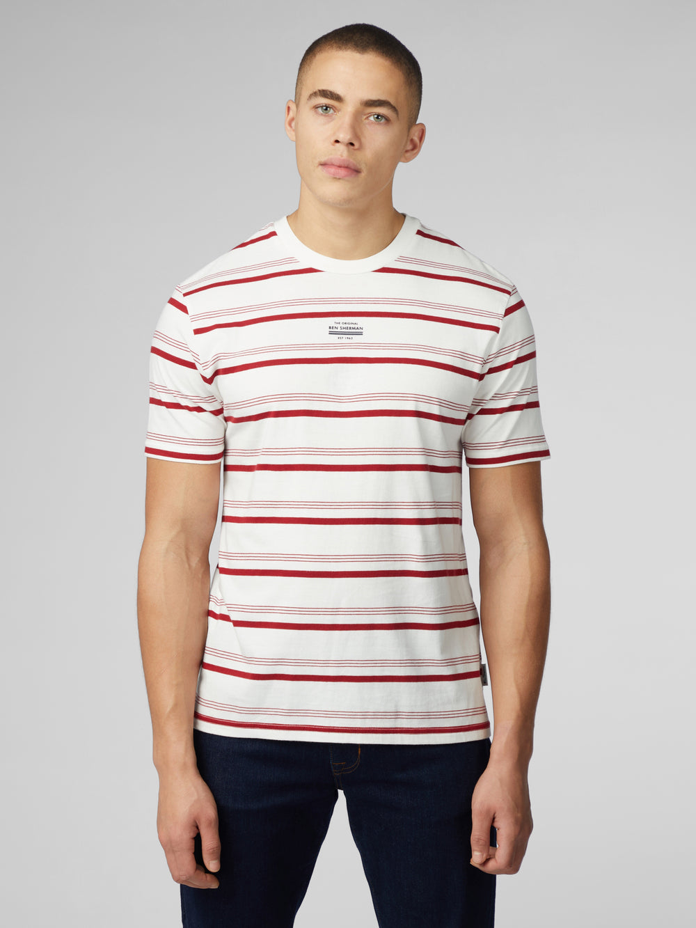 Ben Sherman Signature Fine Stripe T-Shirt White | MSTQRN-357