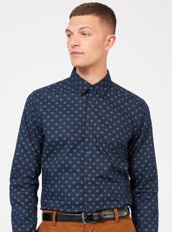 Ben Sherman Signature Geo Shirts Blue | VBNILY-306