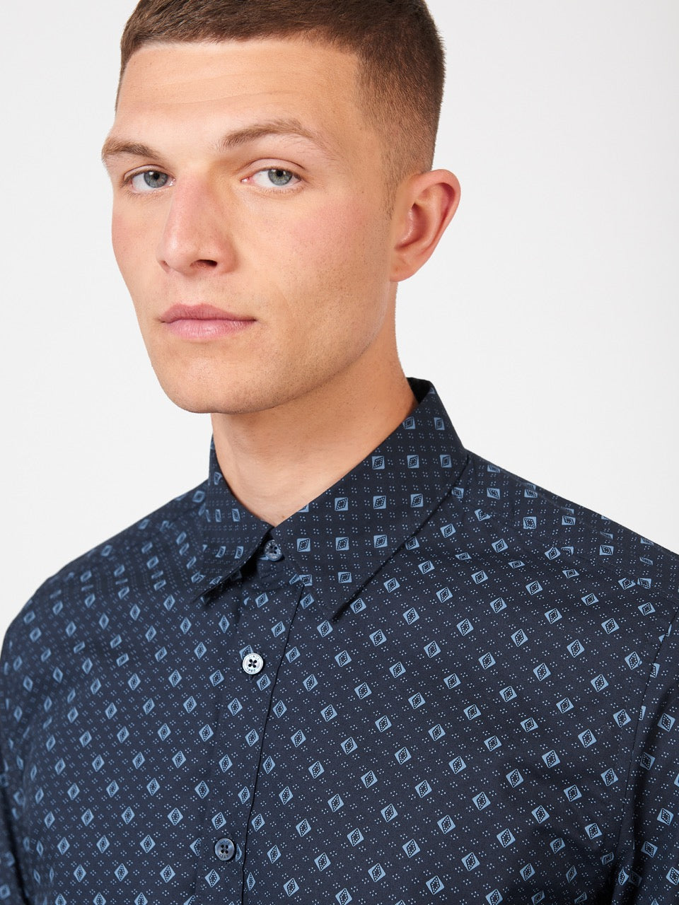 Ben Sherman Signature Geo Shirts Blue | VBNILY-306