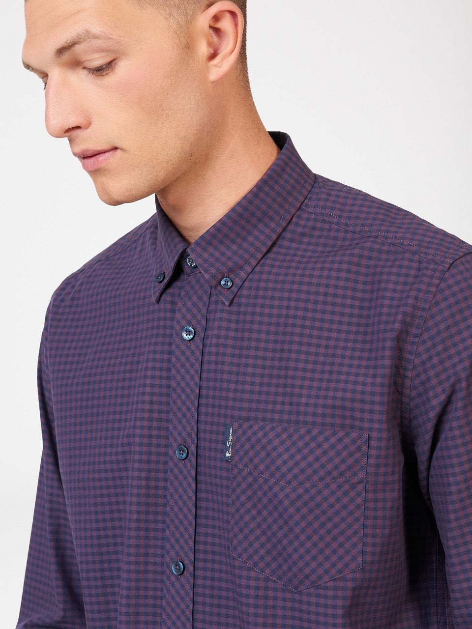 Ben Sherman Signature Gingham Long-Sleeve Shirts Purple | SYVGQI-632